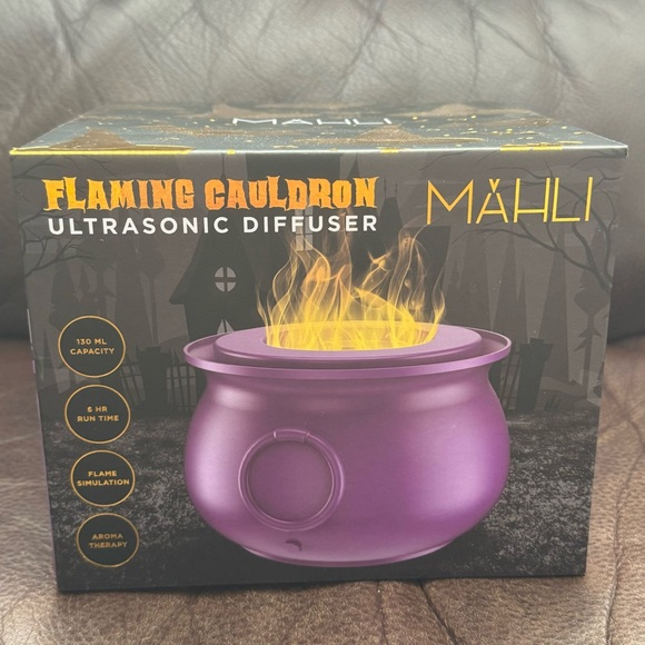 Mahli Flaming Cauldron Aroma Diffuser - Purple with Gold Flame NIB - Picture 2 of 9